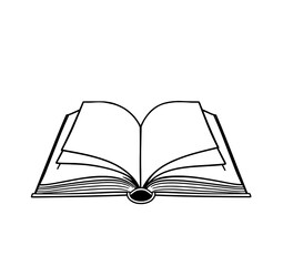 Open Book Line Art: A simple, elegant line art illustration of an open book, showcasing its pages and spine against a white background.