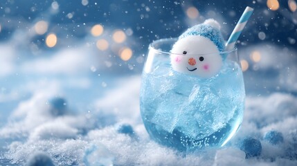 Obraz premium Festive winter drink with a charming snowman decoration.