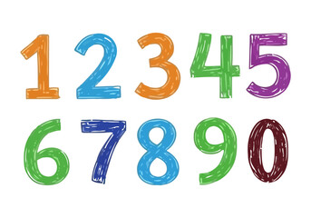 Colorful handdrawn numbers 09 isolated on white background