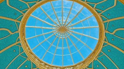Architectural marvel featuring a stunning glass dome reflecting clear blue sky above