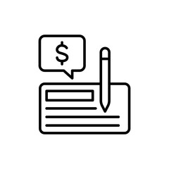 Obraz premium Payment check outline icons, minimalist vector illustration ,simple transparent graphic element .Isolated on white background