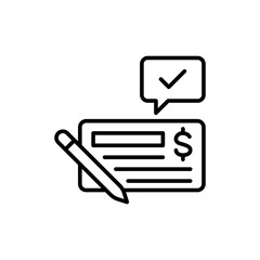 Payment check outline icons, minimalist vector illustration ,simple transparent graphic element .Isolated on white background
