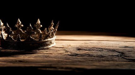 Antique crown on a wooden surface.