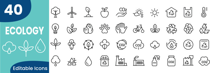 Collection of Ecological and Environmental Icons  Concepts 