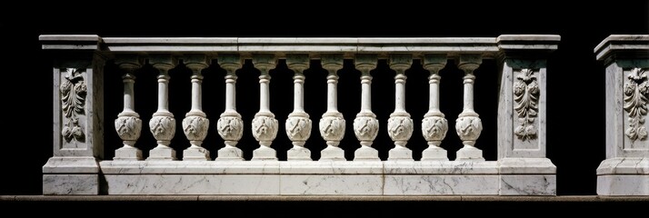 Ornate white marble balcony railing