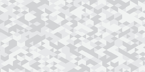 Abstract geometric white and gray background seamless mosaic and low polygon triangle texture wallpaper. Triangle shape retro wall grid pattern geometric ornament tile vector square element.	
