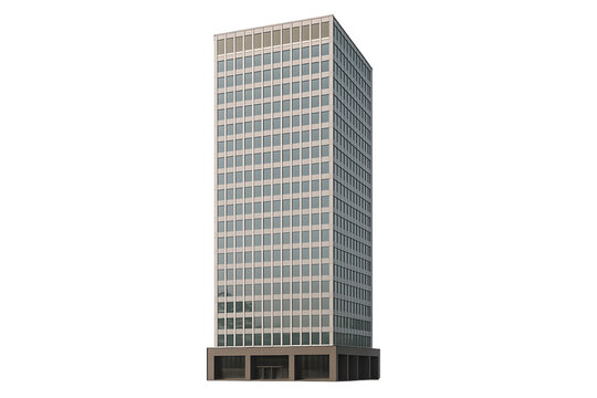 Tower office building isolated on white with clipping path