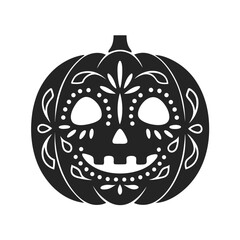 Obraz premium carved pumpkin face icon silhouette vector illustration