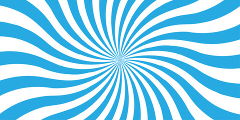 sunburst pattern blue and white background design. Vintage sunrays illustration swirl line. sun beam vector banner design pop art comic burst gradient concept pattern.	