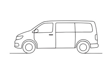Fototapeta premium Van continuous one line drawing minimalism design