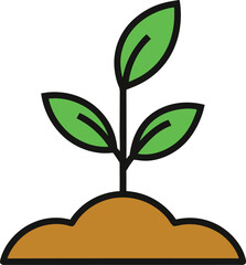 Outline icon of a seedling or sprout emerging from the ground