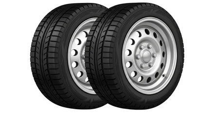 Obraz premium Two tires with simple silver rims