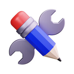 3d icon Skills Ruler Pencil Wrench Interface
