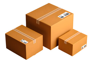 Fototapeta premium carton box parcels in white transparent png background cutout
