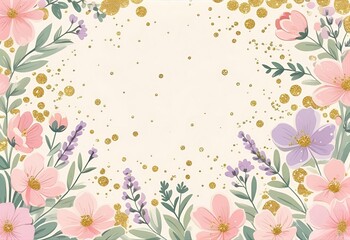 Gentle and soft floral background with pastel-colored flowers. A beautiful and dreamy composition suitable as a backdrop for a wedding, baby shower, or beauty products