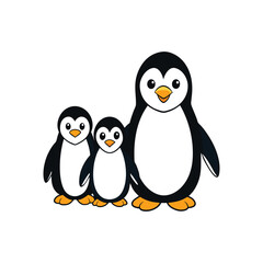 penguin family cartoon vector