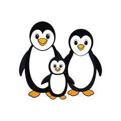 penguin family cartoon vector