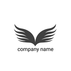 This image features a logo consisting of two symmetrical black wings pointing upward and outward from a central point. The wings are designed in a minimalist and modern style.