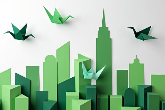 Origami Skies: Cityscape Transformed with Sustainable Visions