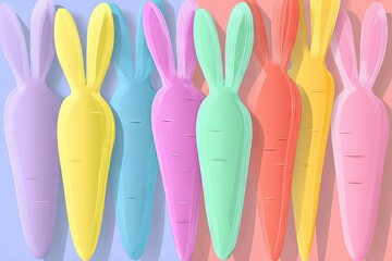 Colorful carrot-shaped bunnies