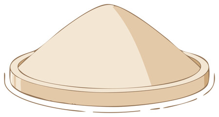 Mound of sand or earth in shallow pan container illustration, beige colored powder and desert element