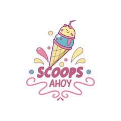 ice-cream shop logo design vector 