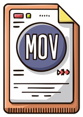 Naklejka premium Digital MOV File Type Concept with Video File Format Icon Media Storage Symbol