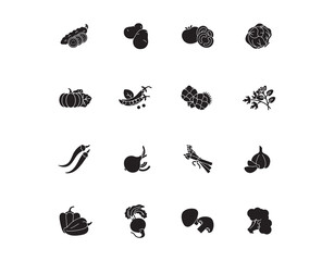 Fototapeta premium Black glyph icon representing fruits and vegetables. 