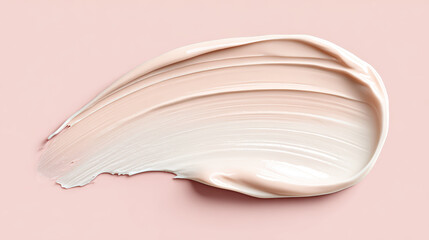 Creamy cosmetic cream texture in soft ivory shade with smooth and glossy finish