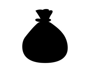 Silhouette of a Tied Sack or Pouch in Black on White Background