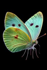 Vibrant butterfly on black backdrop