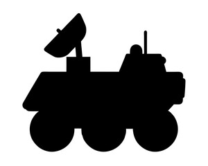 Silhouette of a futuristic space rover with satellite dish antenna design