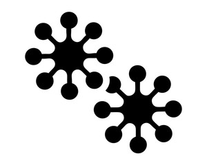 Stylized depiction of microorganisms or viral structures in a flat design style