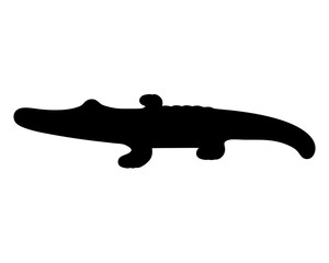Silhouette of an alligator isolated on white background, simple black image