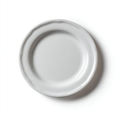 A white ceramic decorative plate, empty, isolated on a pure white background. Wall decor, display.