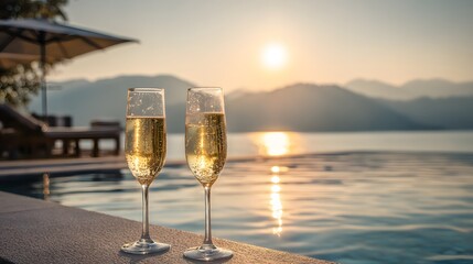 Champagne Toast by the Pool