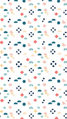 Obraz premium Abstract Geometric Pattern: A visually engaging design features a playful arrangement of geometric shapes, creating a dynamic and colorful composition. 