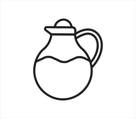 Minimalist Line Art Illustration of a Carafe Pitcher Depicting Liquid on a Clean White Background Ideal for Kitchenware or Food Related Designs
