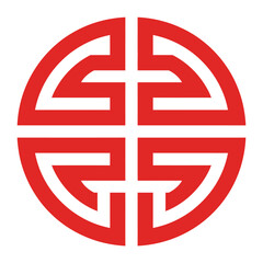 Red chinese character symbol for good fortune and prosperity