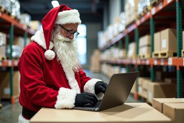 Santa Claus Works as a Warehouse Inspector, Balancing Festive Spirit with Professionalism.
