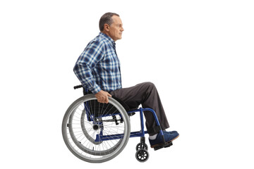 Man in wheelchair isolated on transparent background