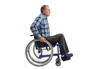 Man in wheelchair isolated on transparent background