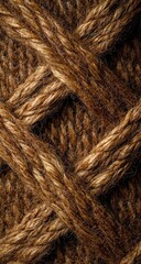 Fototapeta premium Close-up of a textured, woven brown fabric