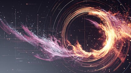 Digital Energy Ring with Particles and Technology Background