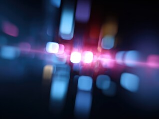 Abstract background of blurred, glowing pixels forming abstract shapes, digital creativity. Cyber, modern.