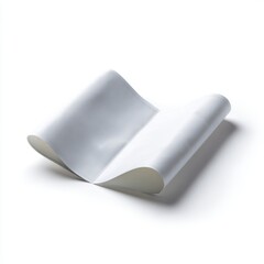 A simple white paper map unfolded, blank, isolated on a pure white background. Navigation, exploration.