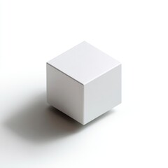 Fototapeta premium A small, white abstract geometric cube, isolated on a pure white background. Design, minimalism.