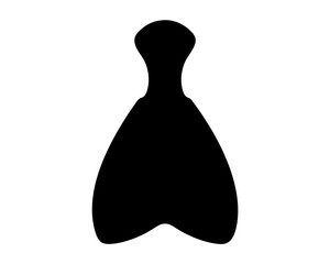 Black abstract shape reminiscent of a bowling pin or formal dress silhouette