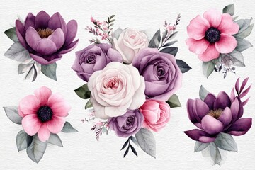 Floral arrangement set in purple, pink, and white