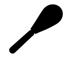 Minimalist black silhouette illustration of a spoon isolated on white background